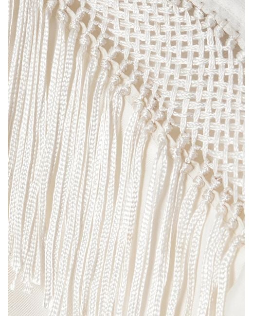DIOTIMA White Epaulette Crochet-Trimmed Fringed Silk-Twill Shirt