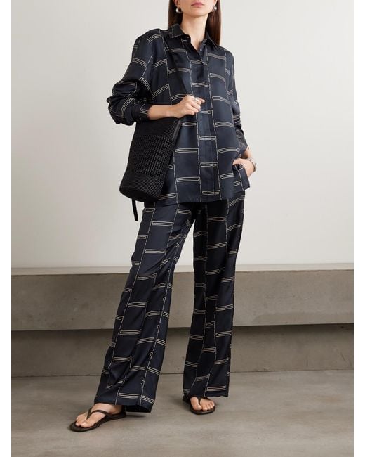 Matteau Blue Printed Silk-Twill Shirt