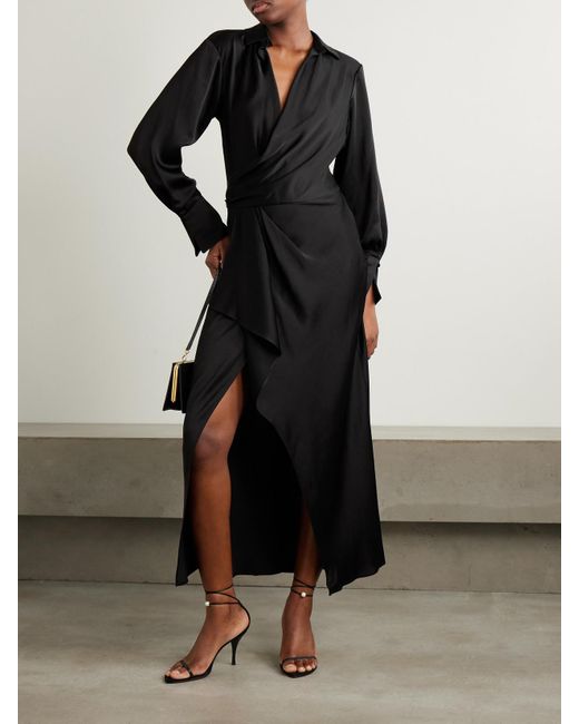 オールインワン・サロペット Jonathan Simkhai Talita Draped Midi Dress SIMKHAI Talita draped wrap-effect satin midi dress | NET-A