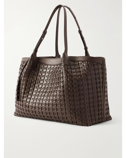 Serapian Brown Secret Mosaico Leather Tote