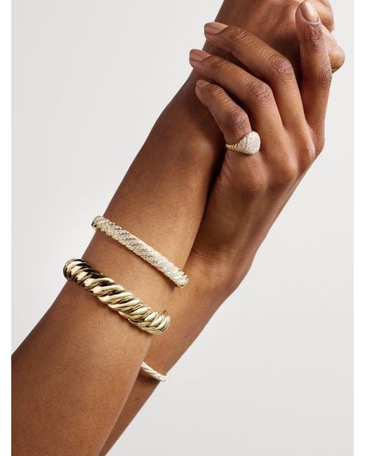 David Yurman Natural Sculpted Cable 18-Karat Diamond Bracelet
