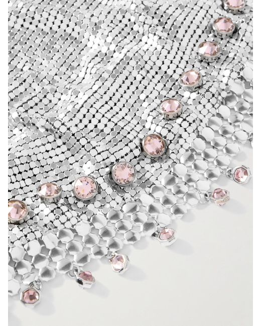 Rabanne Gray Fringed Crystal-Embellished-Tone Chainmail Hat