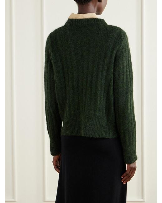 Allude Green Cashmere And Silk-Blend Sweater