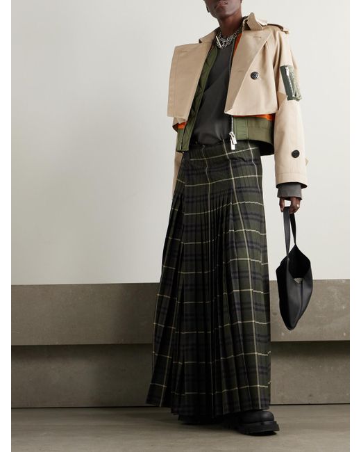 Sacai Natural Layered Shell-Trimmed Cotton-Blend Gabardine And Knitted Jacket