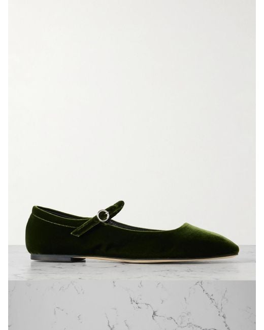 Aeyde Black Uma Velvet Mary Jane Ballet Flats