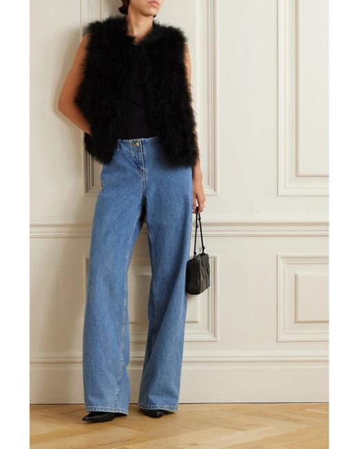 Yves Salomon Black Feather-Embellished Silk-Satin Vest