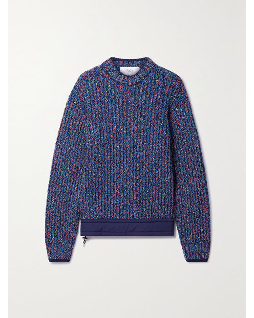 Aztech Mountain Blue Shell-Trimmed Ribbed-Knit Sweater