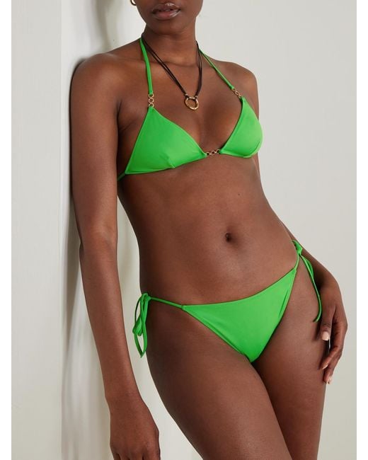Lido Green Sessantaquattro Chain-Embellished Triangle Bikini