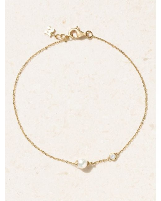 Mateo Natural 14-Karat, Pearl And Diamond Bracelet