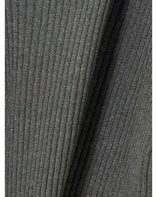 Brunello Cucinelli Gray Ribbed Metallic Cashmere And Silk-Blend Top