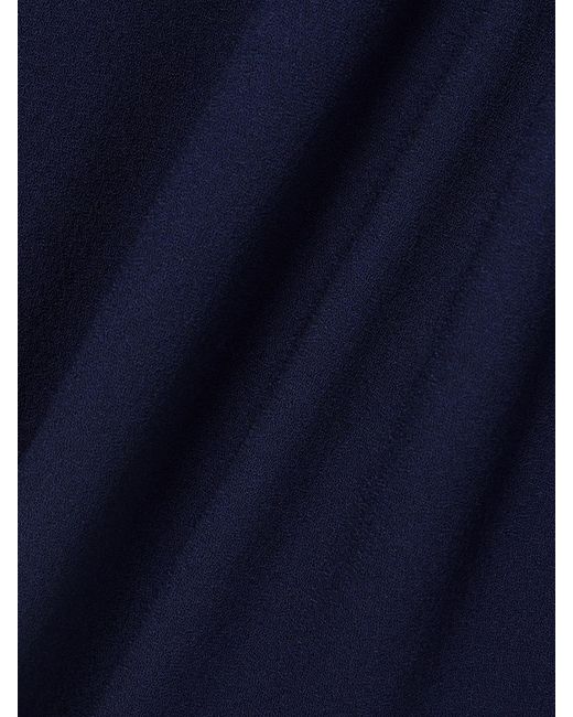 Alessandra Rich Blue Belted Wool-Blend Crepe Mini Dress