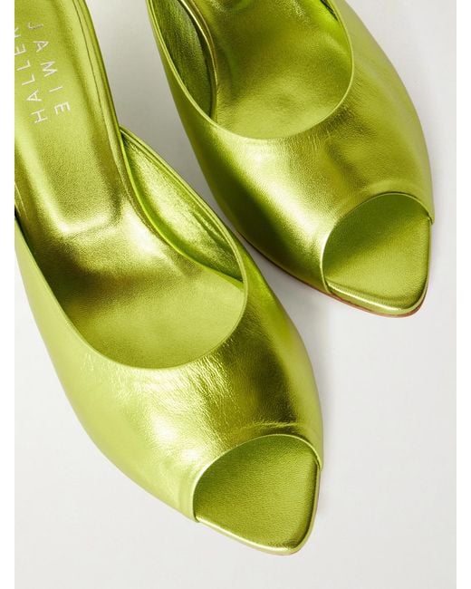Jamie Haller Yellow The Kit Metallic Leather Mules