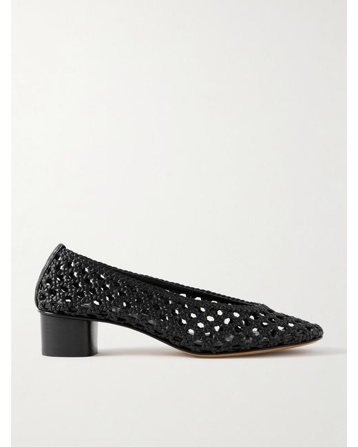 Le Monde Beryl Black Woven Leather Pumps