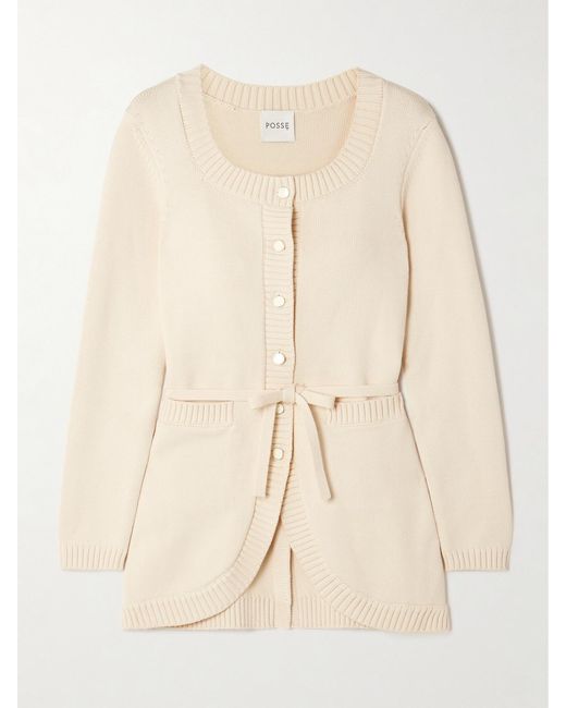 Posse Natural Sabrina Belted Knitted Cardigan