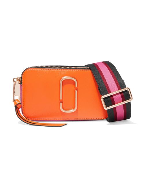 Marc Jacobs Snapshot Saffiano Leather Shoulder Bag in Orange