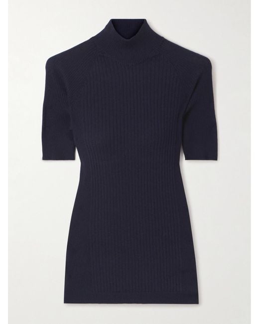 Sa Su Phi Blue Ribbed-Knit Cashmere And Silk-Blend Sweater