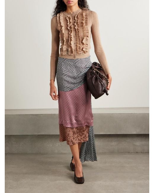 Cardigan En Laine Mérinos Côtelée À Volants Et À Finitions En Dentelle Maryel Ulla Johnson en coloris Natural
