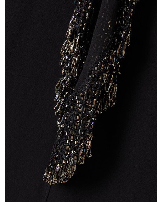 Isabel Marant Black Elaura Tie-Neck Bead-Embellished Silk-Chiffon Blouse