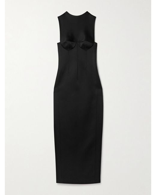 Khaite Black Shoshanna Satin-Crepe Gown