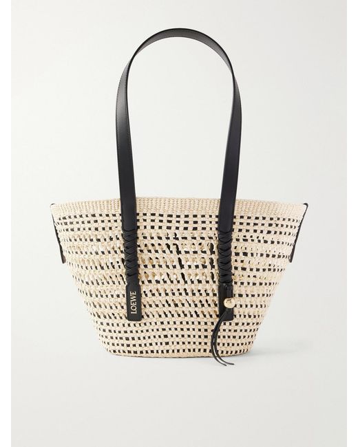 Loewe Natural Paula's Ibiza Braid Medium Leather-Trimmed Raffia Tote