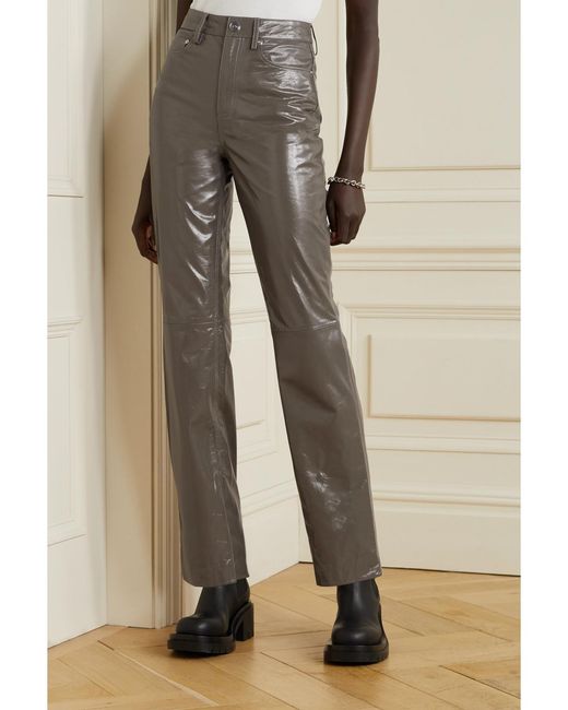 REMAIN Birger Christensen Gray Lynn Hose Mit Geradem Bein Aus Leder