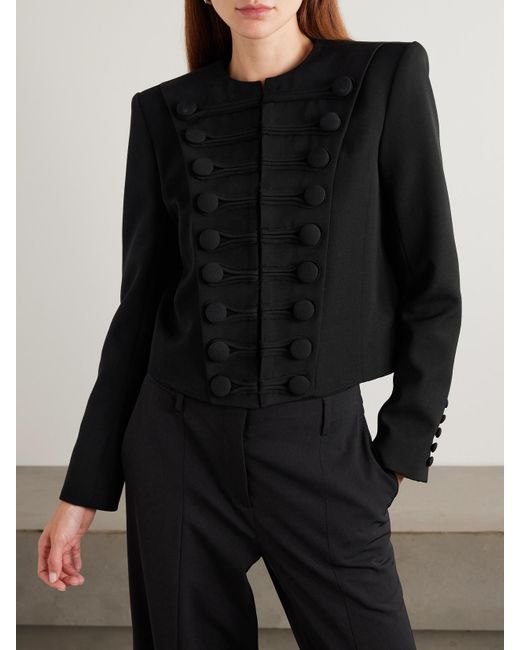 Balmain Black Spencer Jacke Aus Grain De Poudre Aus Wolle Mit Zierknöpfen