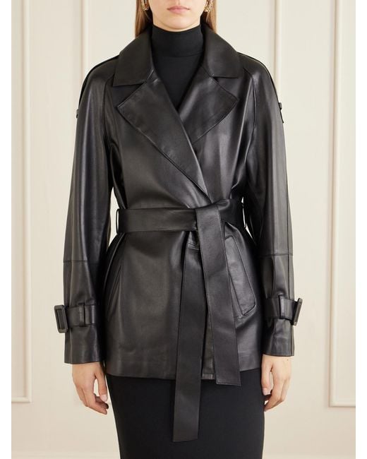 Nour Hammour Black Nera Belted Leather Jacket