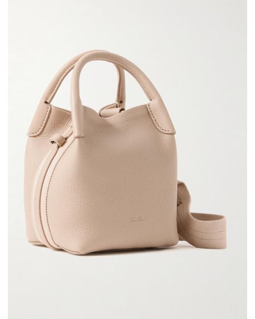 Loro Piana Natural Bale Grosgrain-Trimmed Textured-Leather Shoulder Bag