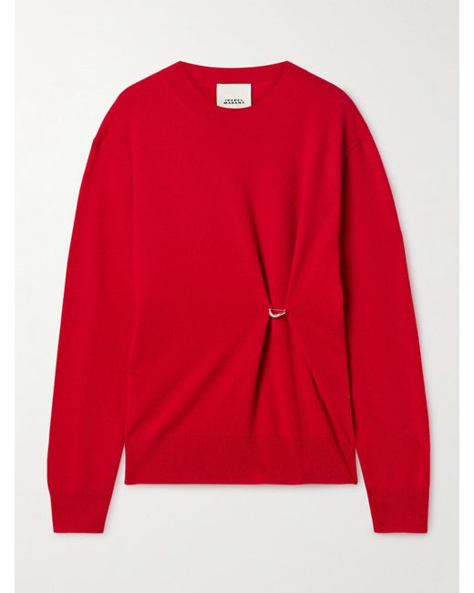 Isabel Marant Women's Red Ilaria Embellished Merino Wool And Cashmere-Blend Sweater