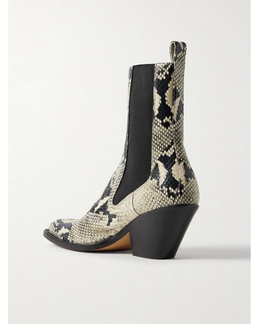 Khaite Black Austin Snake-Effect Leather Ankle Boots