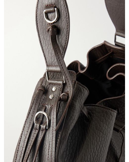 Isabel Marant Black Bolton Tasseled Textured-Leather Shoulder Bag
