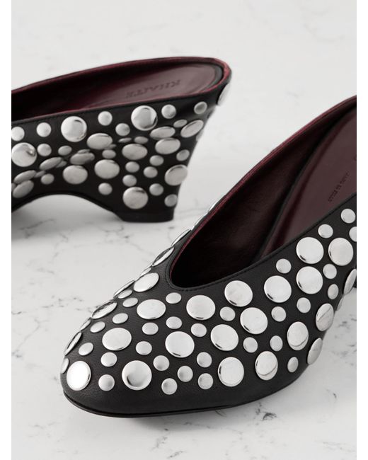 Khaite Black Cloak Studded Leather Mules