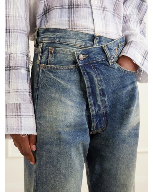 R13 Blue Cuffed Crossover Jean X Straight-Leg Jeans