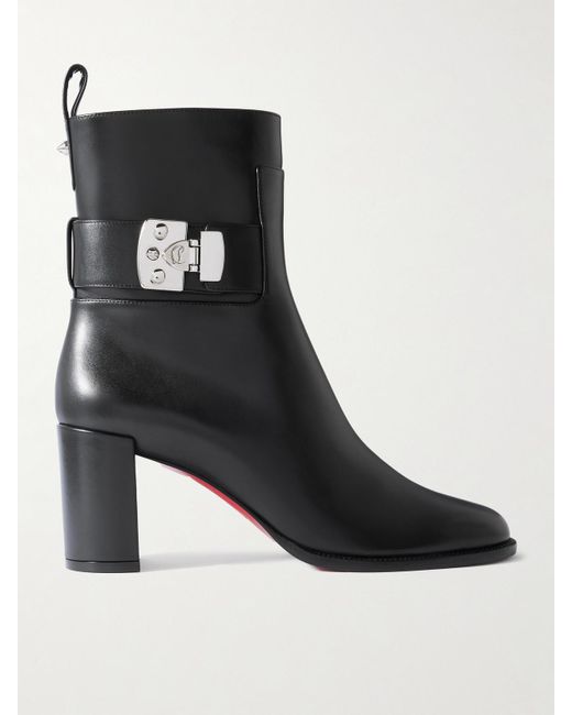 Christian Louboutin Black Booty Lock 70 Ankle Boots Aus Leder Mit Verzierung