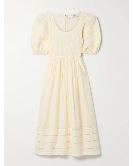 Sea Natural Myra Shirred Cotton-Voile Midi Dress
