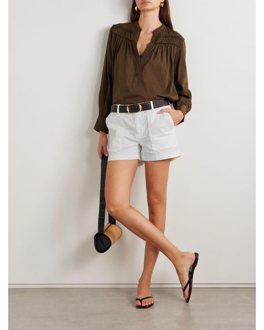 Nili Lotan White Shorts Aus Einer Baumwollmischung Mit Falten