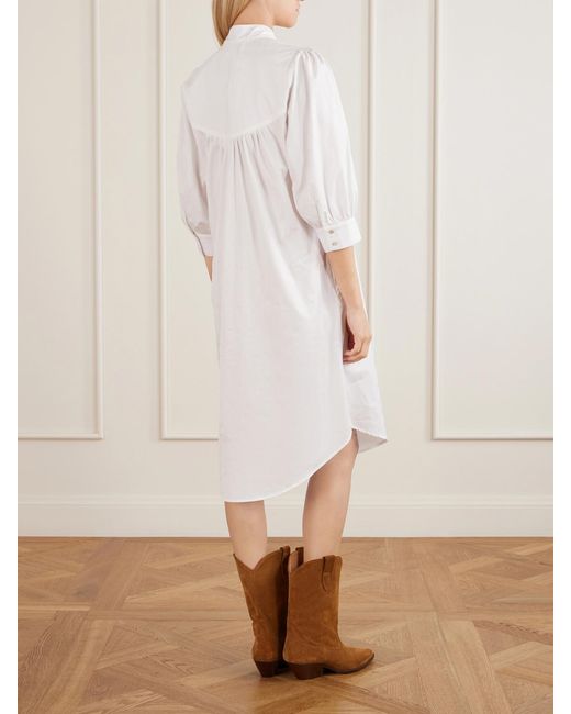 Maison Mayle White Valdi Cotton Jacquard-Poplin Midi Dress