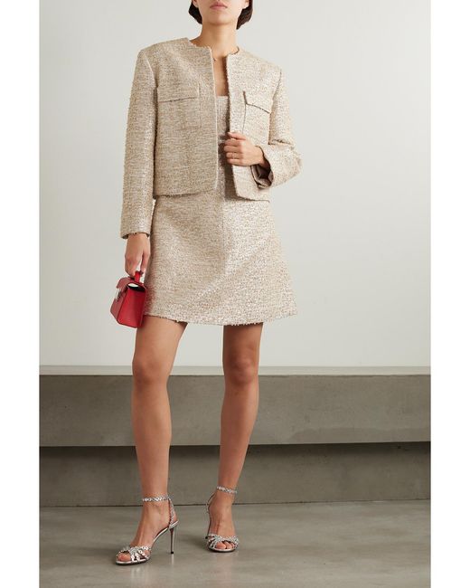 Emilia Wickstead Natural Tibby Metallic Bouclé-Tweed Mini Dress