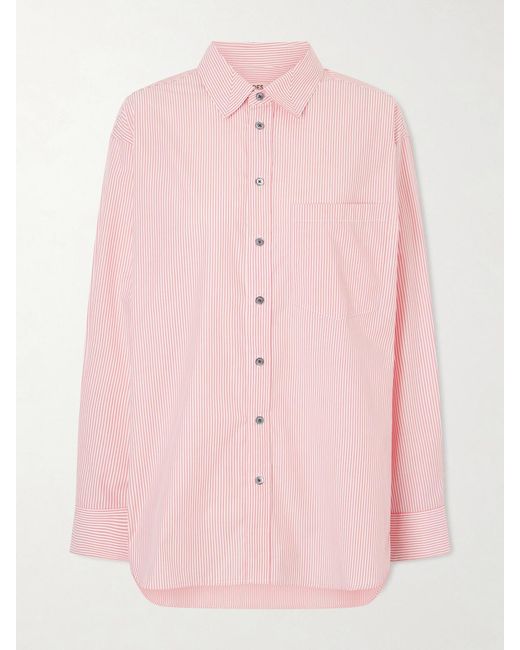 B Sides Pink Nolan Striped Cotton-Poplin Shirt