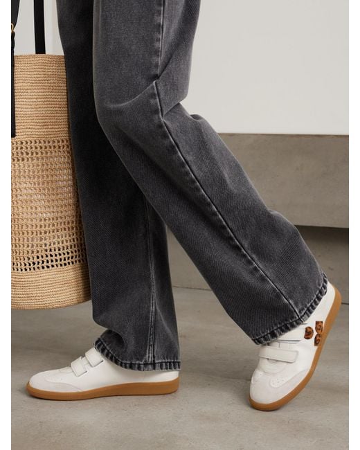 Isabel Marant White Beth Suede-Trimmed Leather Sneakers