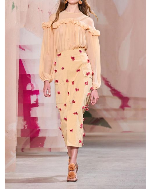 Ulla Johnson Natural Peggy Bluse Aus Crêpe De Chine Aus Seide Mit Raffungen Und Rüschen