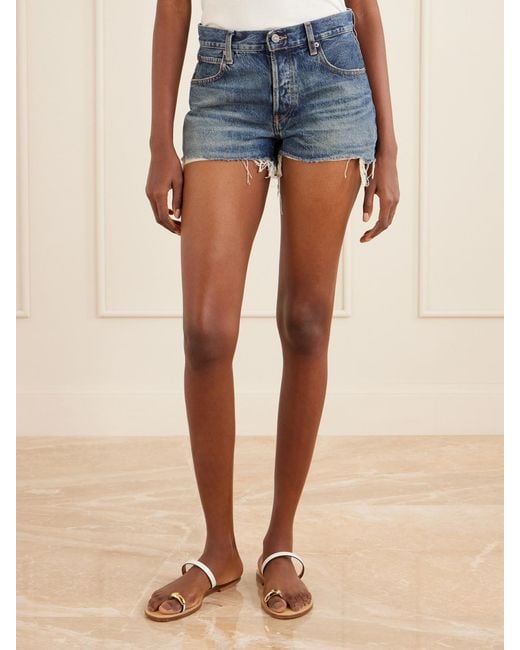 FRAME Blue The Hang Denim Shorts
