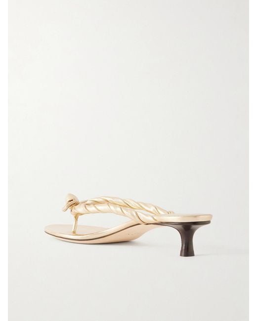 Jimmy Choo Natural Liss 35 Metallic-Leather Sandals