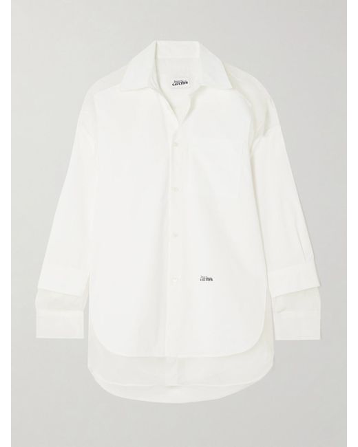 Jean Paul Gaultier White Petit Grand Oversized Layered Silk And Tulle Shirt