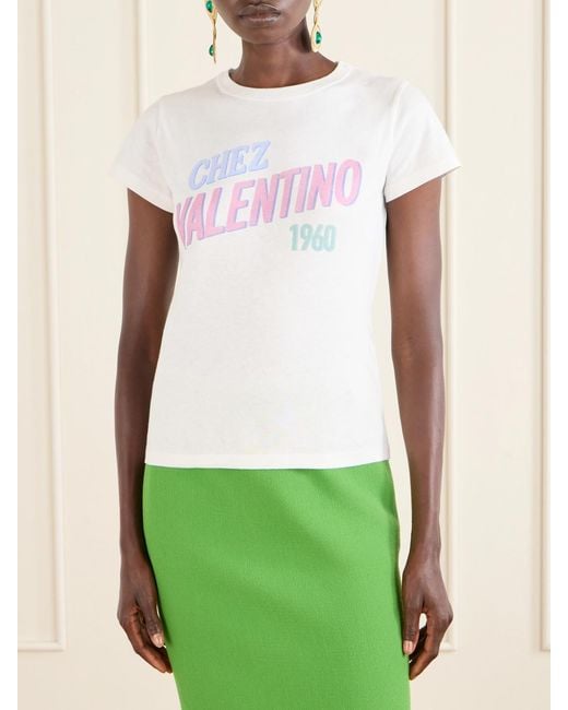 Valentino Garavani White Printed Cotton Jersey T-Shirt