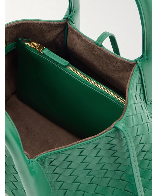 Bottega Veneta Green Pinacoteca Small Intrecciato Leather Tote