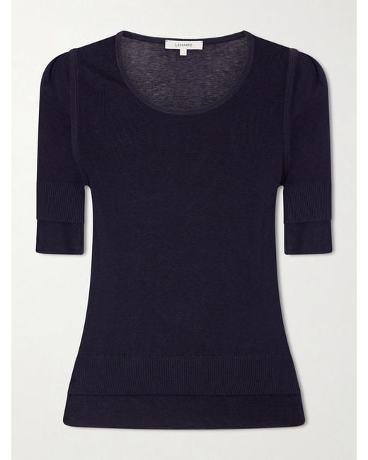 Lemaire Blue Trompe L'Oeil Knitted T-Shirt