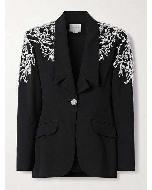Zuhair Murad Black Embellished Crepe Blazer