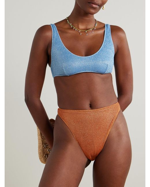 Oseree Blue Glazed Lumière Sporty 90S Metallic Bikini
