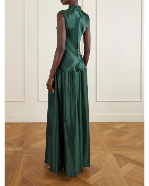 FFORME Green Nyx Sleeveless Pleated Crepe Maxi Dress